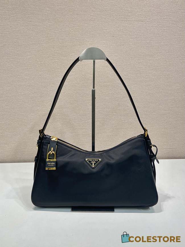 Colestore Prada Aimée large Re-Nylon and leather shoulder bag with padlock Black 34 x 19.5 x 10cm - 1