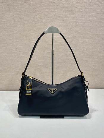 Colestore Prada Aimée large Re-Nylon and leather shoulder bag with padlock Black 34 x 19.5 x 10cm