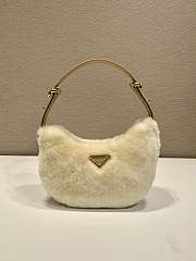 Colestore Prada Arqué Shearling and Leather Shoulder Bag Women White 22.5 x 18.5 x 6.5cm - 1