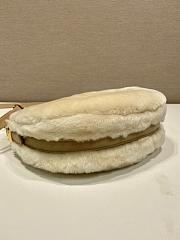 Colestore Prada Arqué Shearling and Leather Shoulder Bag Women White 22.5 x 18.5 x 6.5cm - 2