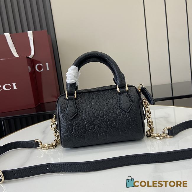 Colestore GUCCI GG Emblem Small Top Handle Bag Black 16.5 x 10 x 8cm - 1