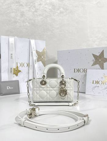 Colestore Dior D-Joy Micro Bag White Silver Hardware 16 x 9 x 5 cm