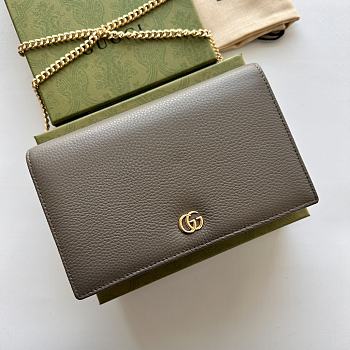 Colestore Gucci GG Marmont leather mini chain WOC Grey 20x12.5x4cm
