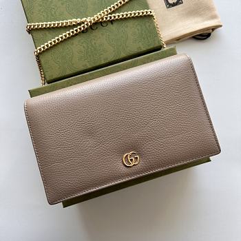 Colestore Gucci GG Marmont leather mini chain WOC Beige 20x12.5x4cm