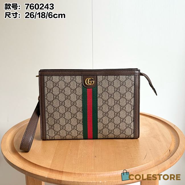 Colestore Gucci Ophidia Gg Supreme canvas pouch Brown 26x18x6cm - 1