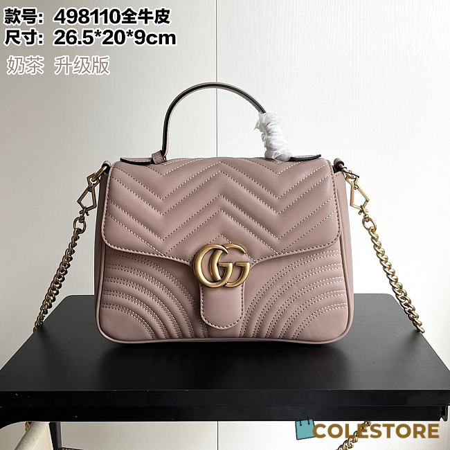 Colestore Gucci GG Marmont Top Handle Bag Beige 26.5x 20x 9cm - 1
