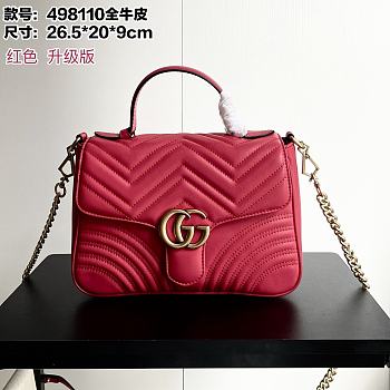 Colestore Gucci GG Marmont Top Handle Bag Red 26.5x 20x 9cm