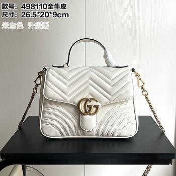Colestore Gucci GG Marmont Top Handle Bag White 26.5x 20x 9cm