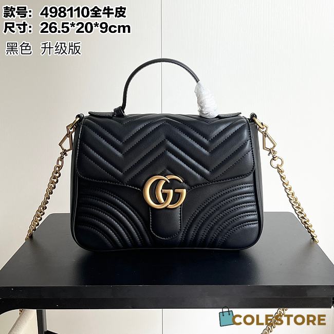 Colestore Gucci GG Marmont Top Handle Bag Black 26.5x 20x 9cm - 1