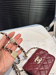 Colestore Chanel 21S Camelia Card Holder w/ Chain Rouge 12 x 10 cm - 2