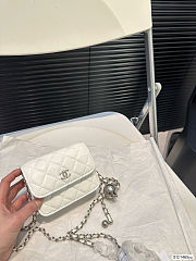 Colestore Chanel 21S Camelia Card Holder w/ Chain White 12 x 10 cm - 1