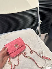 Colestore Chanel 21S Camelia Card Holder w/ Chain Pink 12 x 10 cm - 1