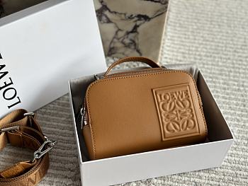 Colestore Loewe Mini crossbody camera bag in satin calfskin Brown 18 x 12 cm