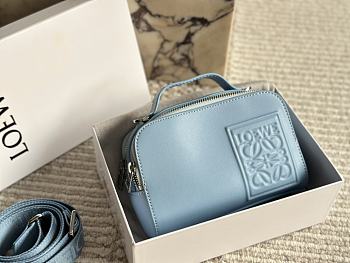 Colestore Loewe Mini crossbody camera bag in satin calfskin Blue 18 x 12 cm
