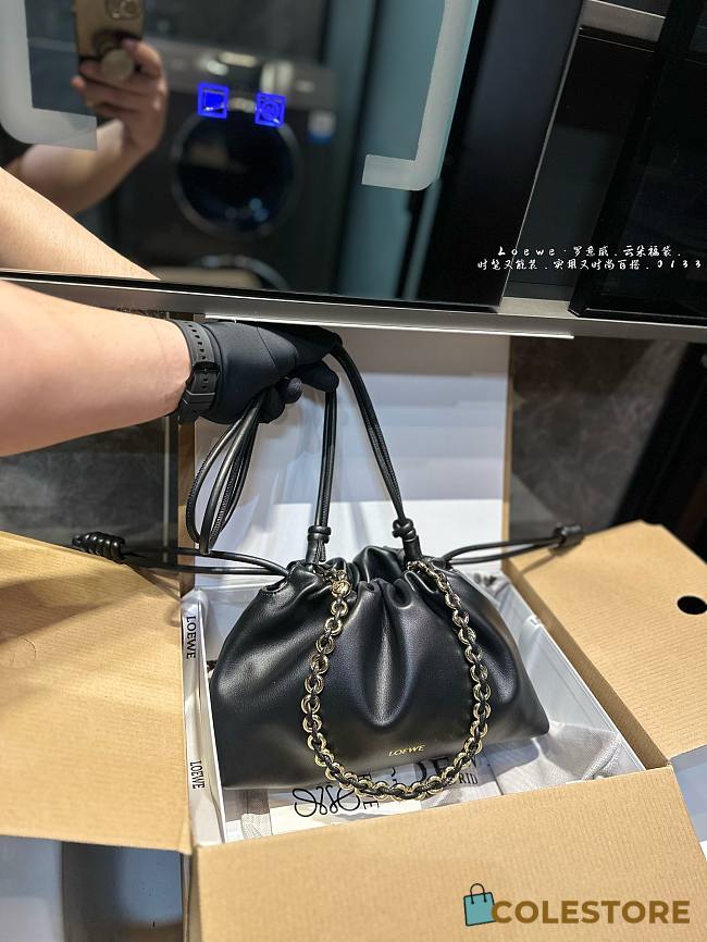 Colestore Loewe Flamenco purse in mellow nappa lambskin Black 29*9*19cm  - 1