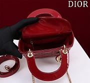Colestore Dior Lady Mini Bag Cherry Red Patent Cannage Calfskin 17 x 15 x 7 cm - 4
