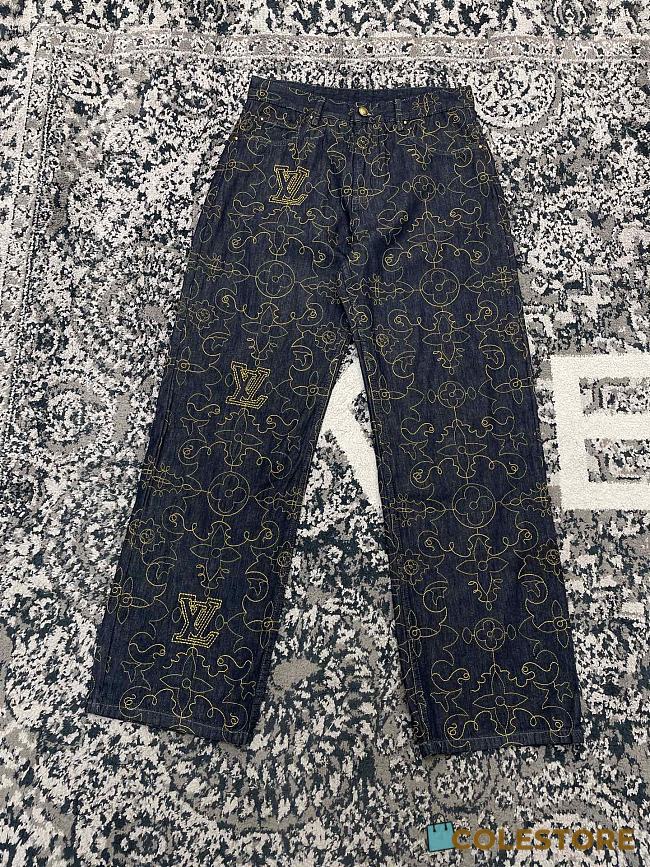 Colestore Louis Vuitton Embroidered Denim Pants 1AFX90 - 1