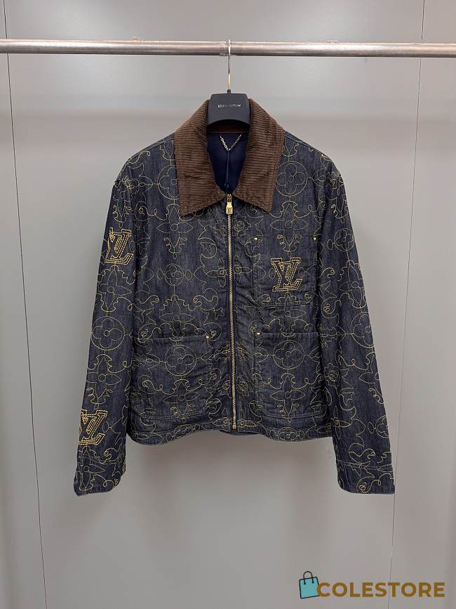 Colestore Louis Vuitton Embroidered Denim Workwear Jacket 1AFWXM - 1