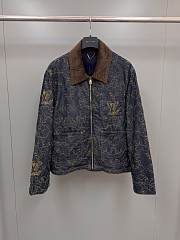 Colestore Louis Vuitton Embroidered Denim Workwear Jacket 1AFWXM - 1