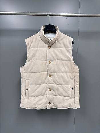Colestore Brunello Cucinelli Suede down vest White 242M0PCL2013