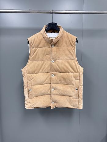 Colestore Brunello Cucinelli Suede down vest Beige 242M0PCL2013