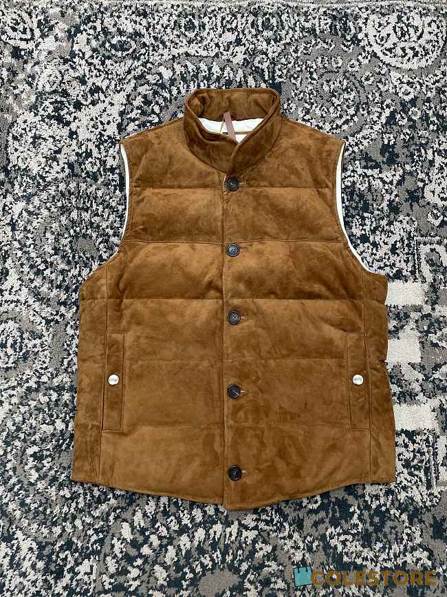 Colestore Brunello Cucinelli Suede down vest Brown 242M0PCL2013 - 1