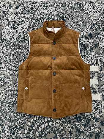 Colestore Brunello Cucinelli Suede down vest Brown 242M0PCL2013