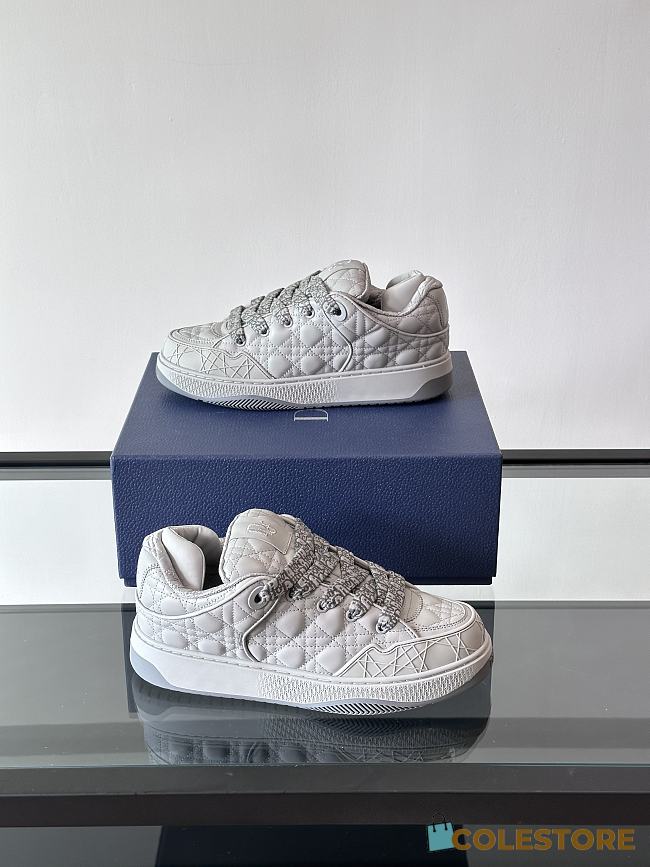 Colestore Dior B9S Skater Limited And Numbered Edition Cannage Kumo Leather Low Top Sneakers White - 1