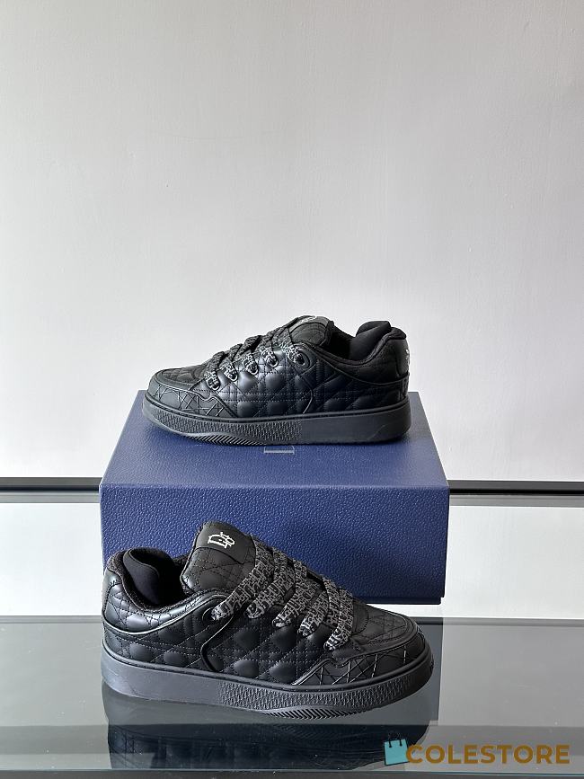 Colestore Dior B9S Skater Limited And Numbered Edition Cannage Kumo Leather Low Top Sneakers Black - 1