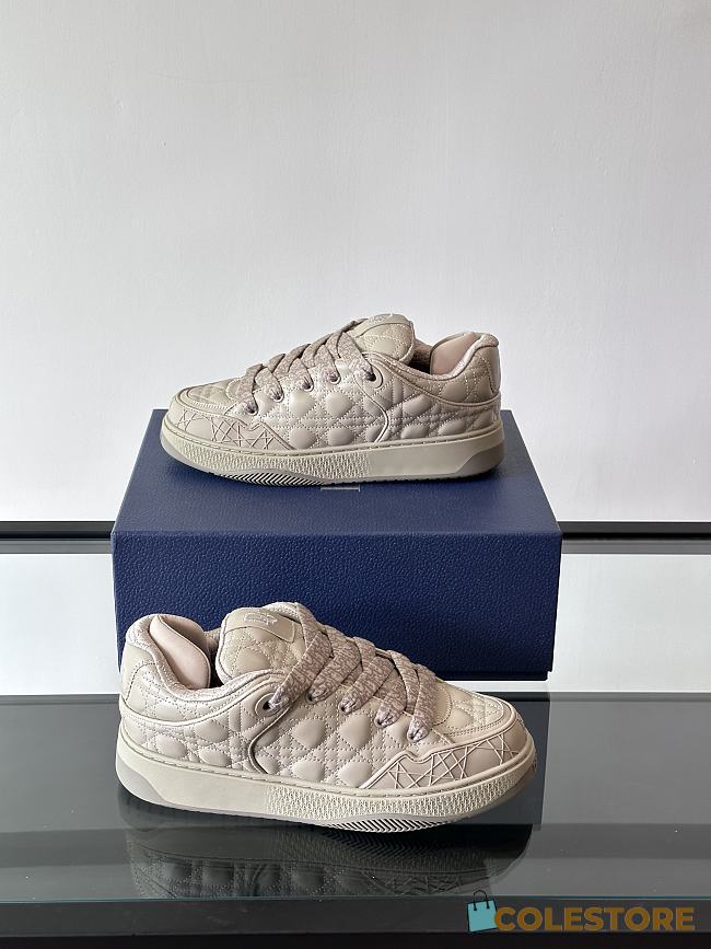 Colestore Dior B9S Skater Limited And Numbered Edition Cannage Kumo Leather Low Top Sneakers Beige - 1