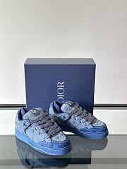 Colestore Dior B9S Skater Limited And Numbered Edition Cannage Kumo Leather Low Top Sneakers Blue - 5