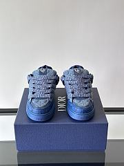 Colestore Dior B9S Skater Limited And Numbered Edition Cannage Kumo Leather Low Top Sneakers Blue - 2