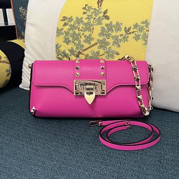 Colestore Valentino Garavani Rockstud leather shoulder bag Hot Pink 26 x 13 x 7 cm