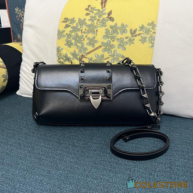 Colestore Valentino Garavani Rockstud leather shoulder bag Black With Silver Hardware 26 x 13 x 7 cm - 1