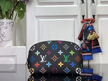 Colestore Louis Vuitton x Takashi Murakami PM Cosmetic Pouch New 25SS Black 19x12×6cm 
