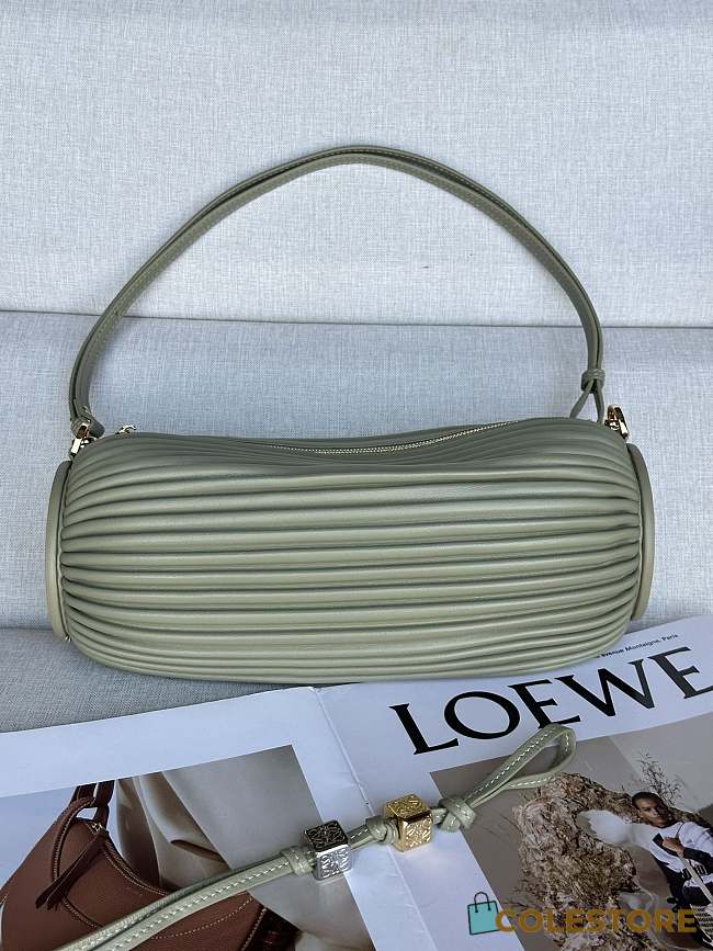 Colestore Loewe Bracelet Pouch in pleated nappa lambskin Rosemary 25 x 10 x 10 cm  - 1