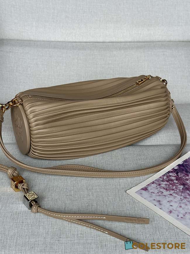 Colestore Loewe Bracelet Pouch in pleated nappa lambskin Beige 25 x 10 x 10 cm  - 1