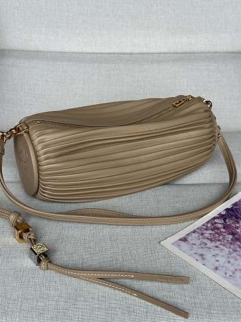 Colestore Loewe Bracelet Pouch in pleated nappa lambskin Beige 25 x 10 x 10 cm 