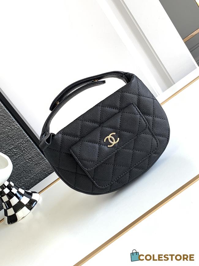 Colestore Chanel 23b Hobo Handle Bag Black 16x16x5.5cm - 1