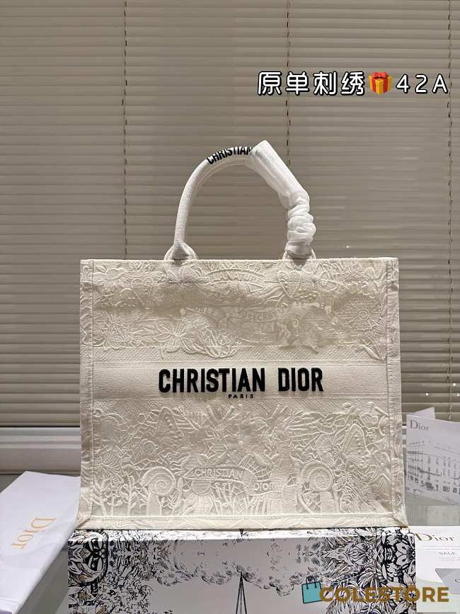 Colestore Dior Book Tote Latte Dior Cabinet de la Mer Embroidery 42 cm  - 1