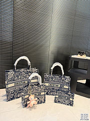 Colestore Dior Book Tote Blue and Ecru Toile de Jouy Reverse Embroidery 42cm - 2