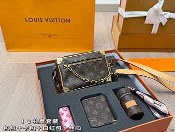Colestore Combo Louis Vuitton Mini Soft Trunk Monogram Macassar 18 12 cm x Card Holder 10 8 cm x Lipstick bag 5 9 x Silk scarf