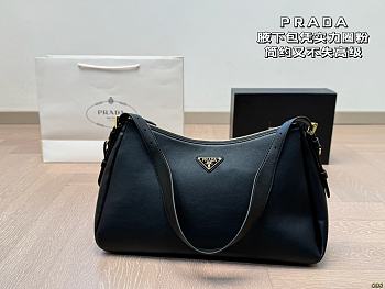 Colestore Prada Aimée Medium Leather Shoulder Bag Women Black 39 x 21 cm