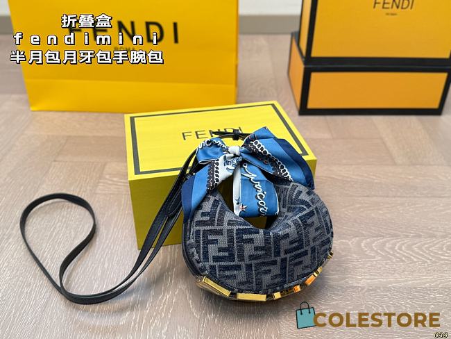 Colestore Fendi Fendigraphy Small Dark blue FF chenille bag 19 x 12 cm - 1