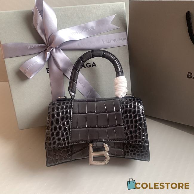 Colestore Balenciaga Hour Glass Crocodile Black With Silver Hardware 19cmx8x13cm - 1
