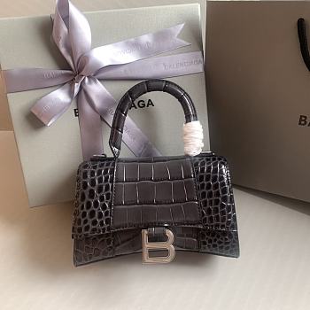 Colestore Balenciaga Hour Glass Crocodile Black With Silver Hardware 19cmx8x13cm