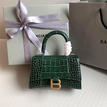 Colestore Balenciaga Hour Glass Crocodile Green With Gold Hardware 19cmx8x13cm