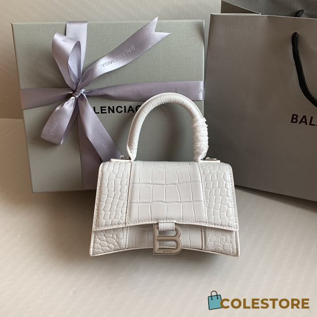 Colestore Balenciaga Hour Glass Crocodile White With Silver Hardware 19cmx8x13cm - 1