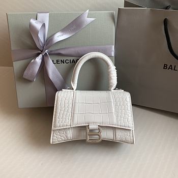 Colestore Balenciaga Hour Glass Crocodile White With Silver Hardware 19cmx8x13cm