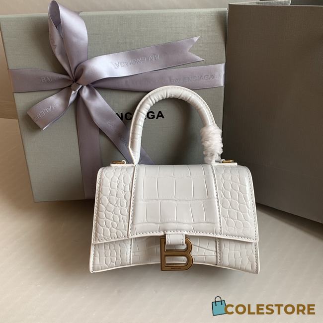 Colestore Balenciaga Hour Glass Crocodile White With Gold Hardware 19cmx8x13cm - 1